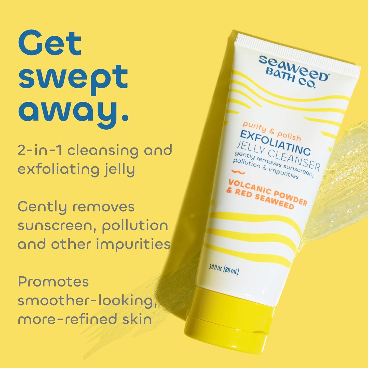 Seaweed Bath Co. Exfoliating Jelly Face Cleanser - Gentle Daily Wash & Scrub for Radiant Skin | 3 oz