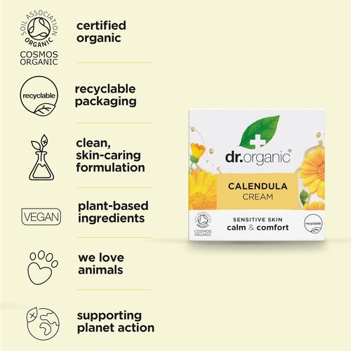 Dr Organic Calendula Face Cream - Nourishing Hydration for Sensitive Skin | 50ml