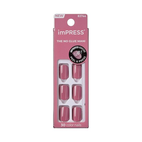 KISS imPRESS Press-On Nails - No Glue 'Petal Pink' Short Squoval Shape | 30 Nails + Accessories Included