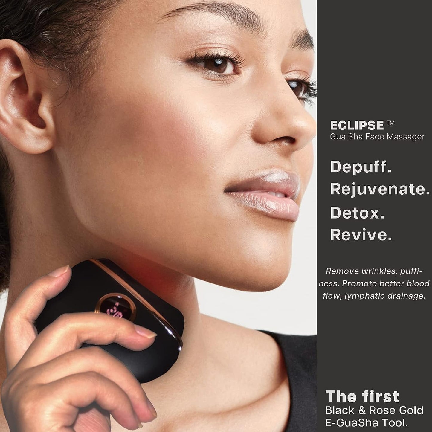 VRAIKO Eclipse Gua Sha Facial Tools, Face Sculpting Tool, Electric Face Massager with 3-Level Heat & Vibration & 1000mAh Battery, Anti-Aging, Neck & Face Lift, Wrinkle and Puffiness Reduction