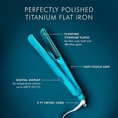 Moroccanoil Titanium Flat Iron & Perfect Defense Bundle - Sleek Styling & Heat Protection