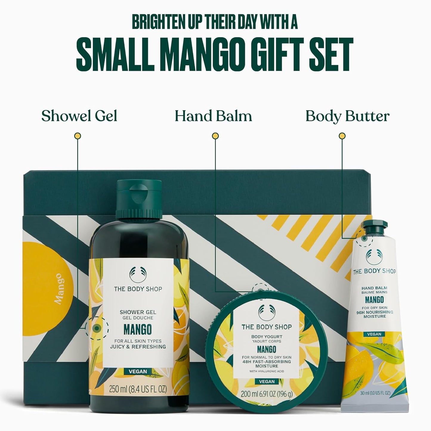 The Body Shop Mango Gift Set | 3-Piece Vegan Collection with Shower Gel, Body Yogurt & Hand Balm