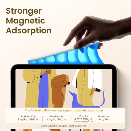 Hastraith Stylus Pen for iPad (2018-2026) - Fast 13-Minute Charge, Tilt Sensitivity & Palm Rejection | White