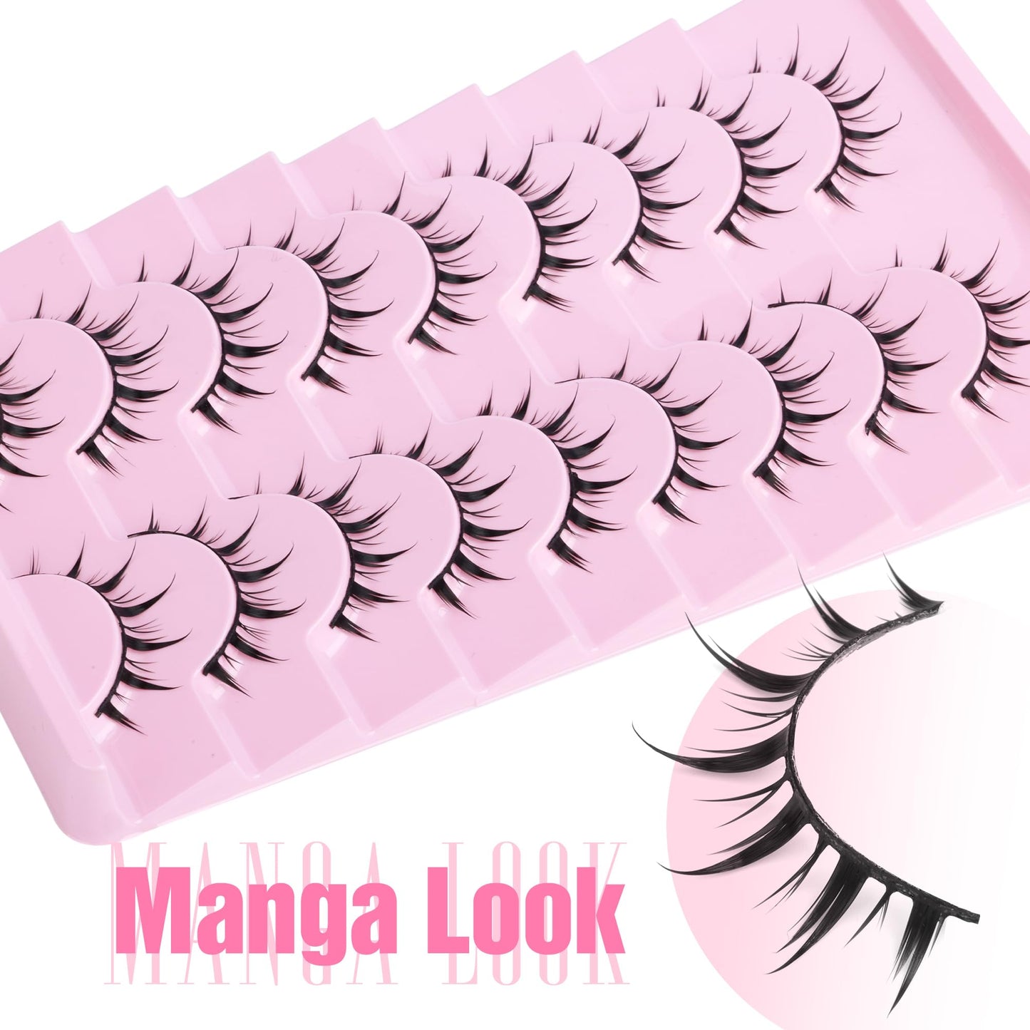 Manga Lashes Anime Lashes Spiky False Eyelashes Wispy Lashes Pack 9 Pairs Fake Lashes Spiky Eye Lashes Cosplay Natural Lashes by Lanflower