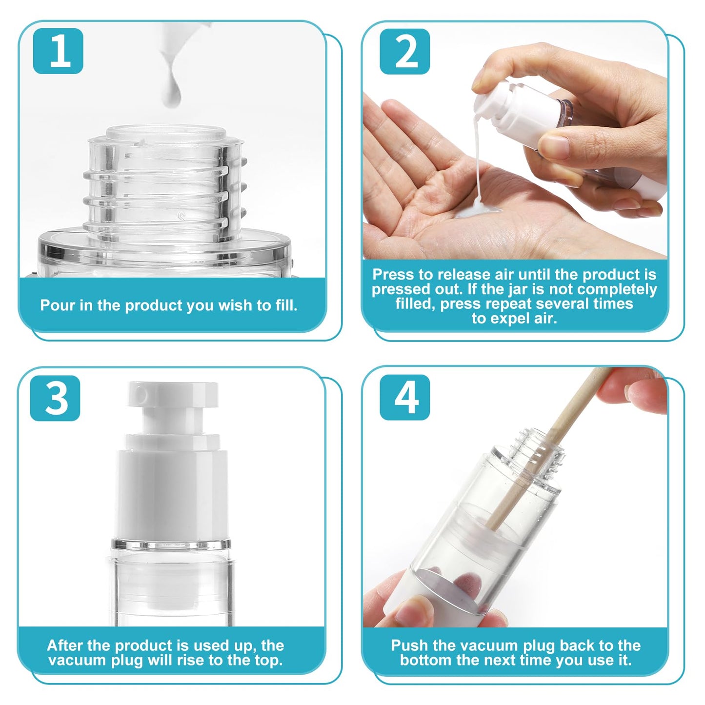 Bubimon 20 Pack Airless Pump Jar & Atomizer Perfume Spray Bottles Set, Leak Proof, Travel Cosmetic Containers for Shampoo Conditioner Lotion, Body wash, Cream, Toiletries, Essential Oil