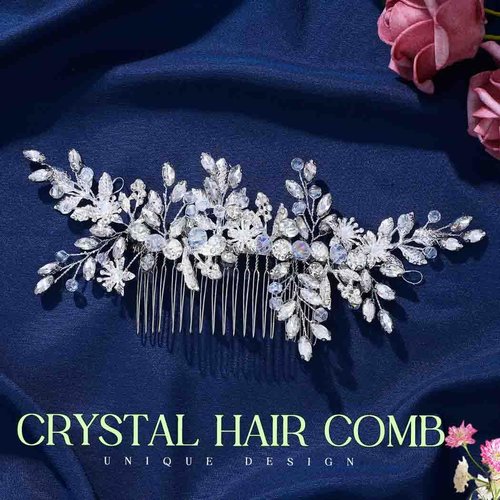 JAKAWIN Bridal Hair Comb - Rhinestone Headpiece for Weddings | Silver Hair Clip for Women