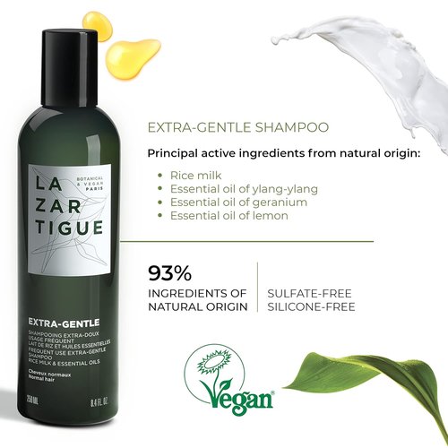 Lazartigue Extra Gentle Hair Shampoo - Prevents Irritation & Dandruff, Vegan & Sulfate-Free, 300ml