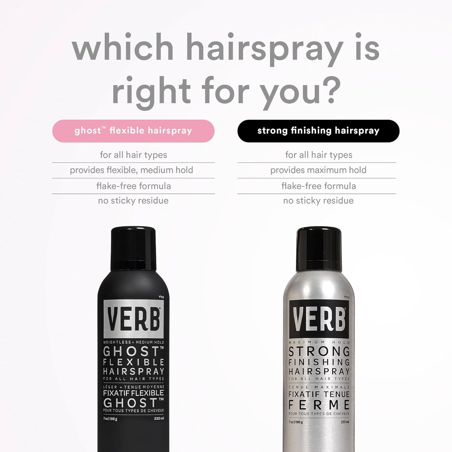 VERB Strong Finishing Hairspray, 7 oz - Firm Hold + Humidity Resistant - Warm Floral Scent