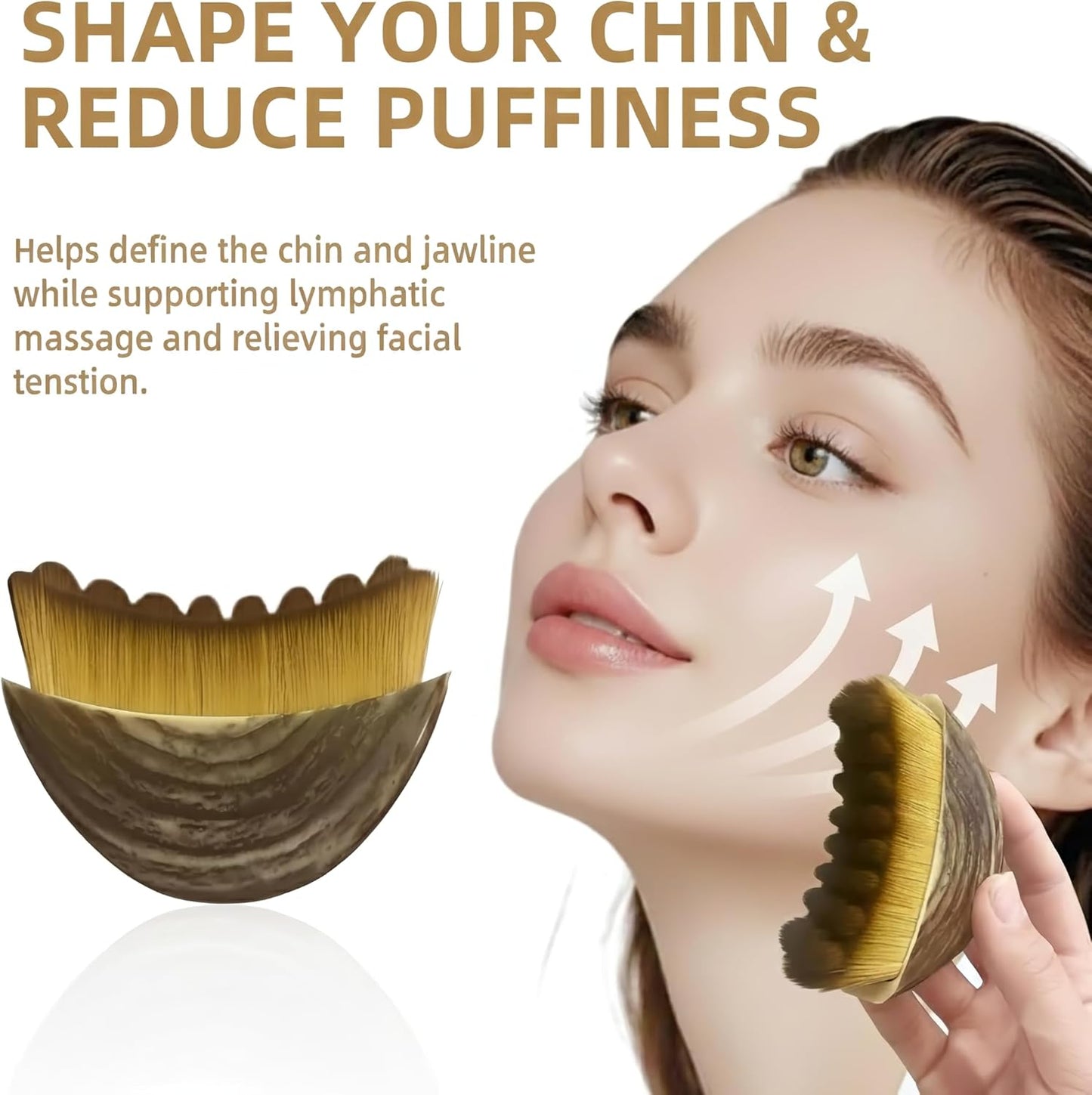 Skiennix Ergonomic Lymphatic Contour Brush - Depuffing Facial Massage Tool with Soft Bristles for Daily Care