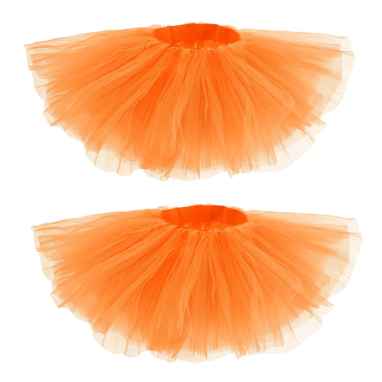 2pcs Tutu Skirts, 5 Layered Tulle Tutu Skirt Elastic Mini Tutu Skirt Layered Ballet Mesh Skirt Tutu Costume Tutu Dress for Women Dace Show Halloween Dress Up Party (Orange)