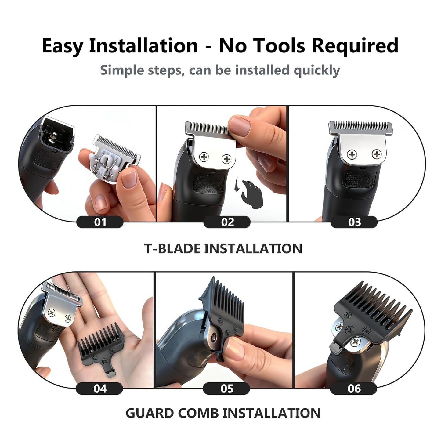 Wahl 40mm Detachable T-Blade - Includes 3 Guard Combs (1.5mm, 3mm, 5mm) for Precision Trimming