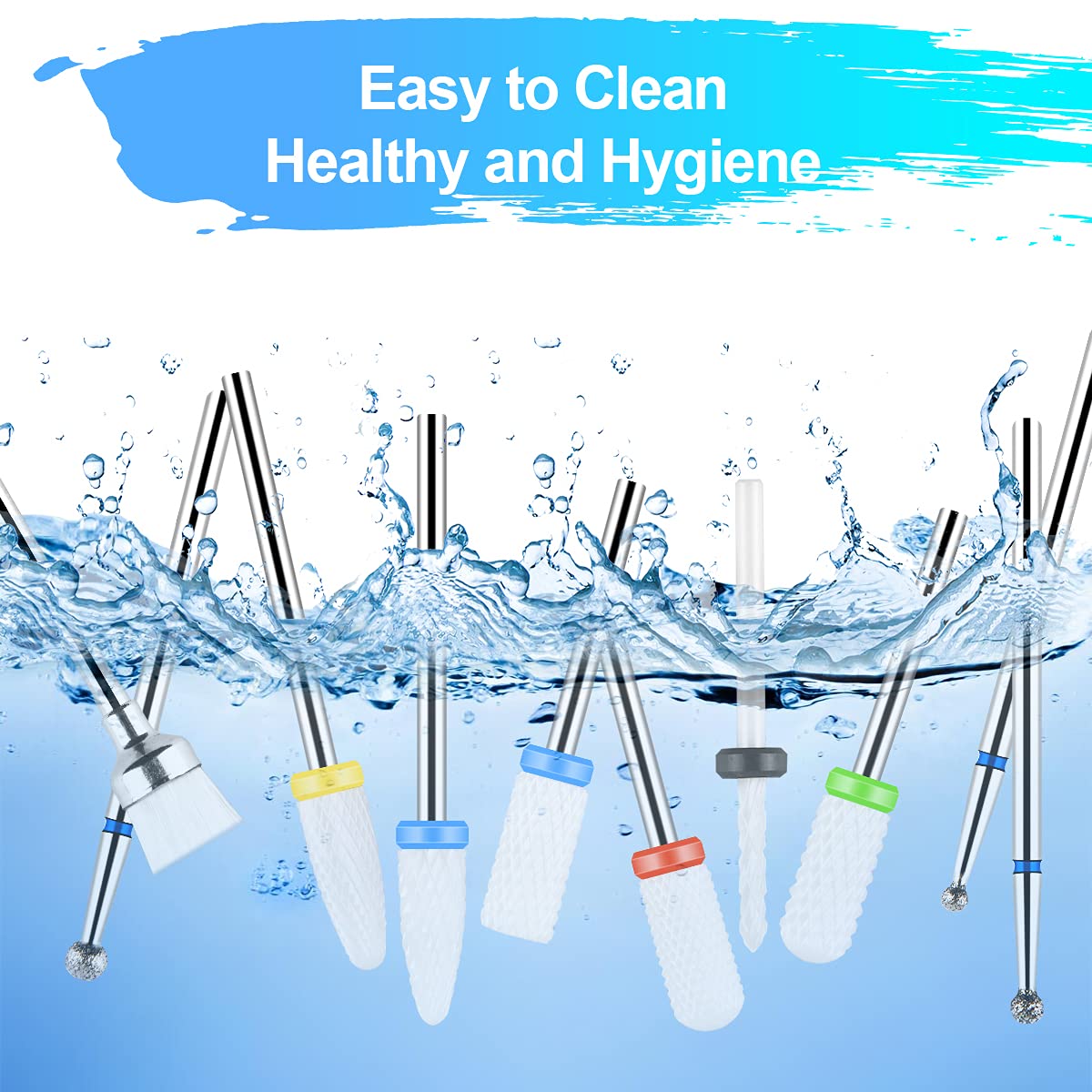 URAQT Ceramic Nail Drill Bits Sets, 10 pcs Electric Nail Drill Bits Kit 3/32", Professional Cuticle Polishing Bits for Acrylic Gel Nails, Electric Nail Files Manicure Pedicure Drill Tool