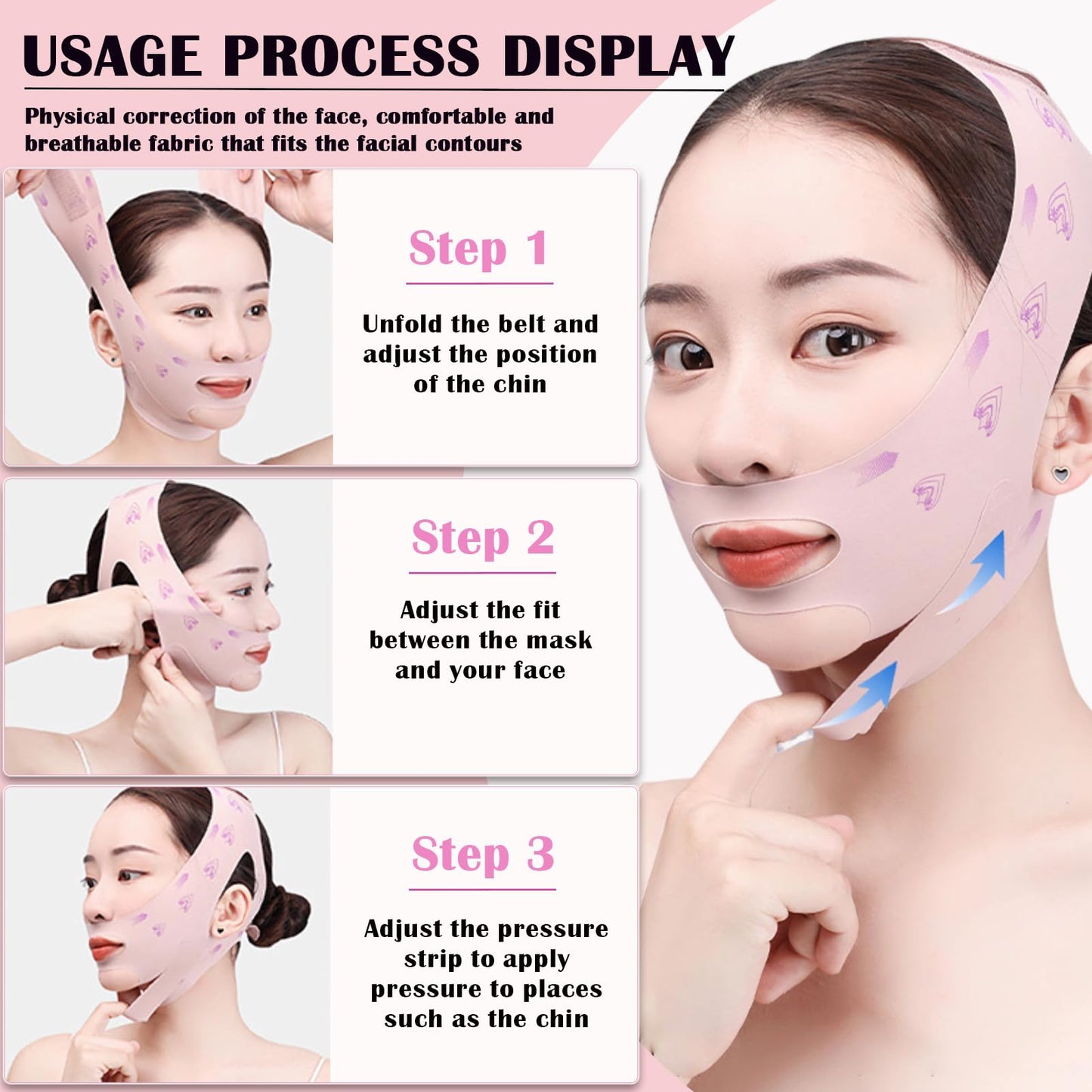 Reusable Chin Strap for Women Breathable and Comfortable Adjustable V Line Lifting Mask