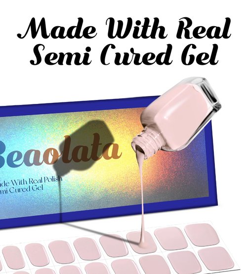 Beaolata Semi Cured Gel Nail Strips - Gel Nail Stickers with uv Light - Nail Polish Strips - 20 Gel Nail Wraps - Gel Nail Strips - Long Lasting Salon Quality (Off Boardway Black)