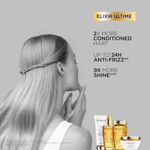 KERASTASE Elixir Ultime Le Bain Shampoo - Nourishing Oil-Infused Hydrating Formula for Dry Hair, Enhances Shine and Softness