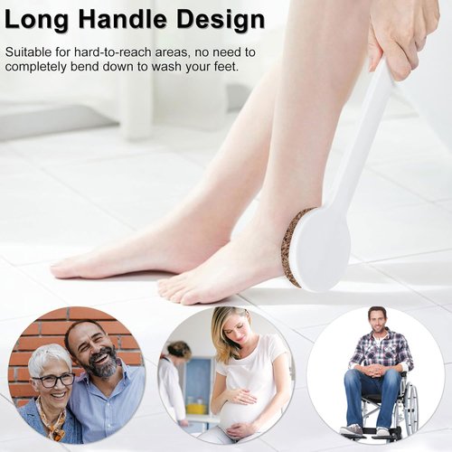 Copesfuda Straight Handle Pumice Stone - Professional Firm Control Foot Scrubber for Stubborn Calluses - Natural Dead Skin Remover & Pedicure File for Feet and Hands - 14“
