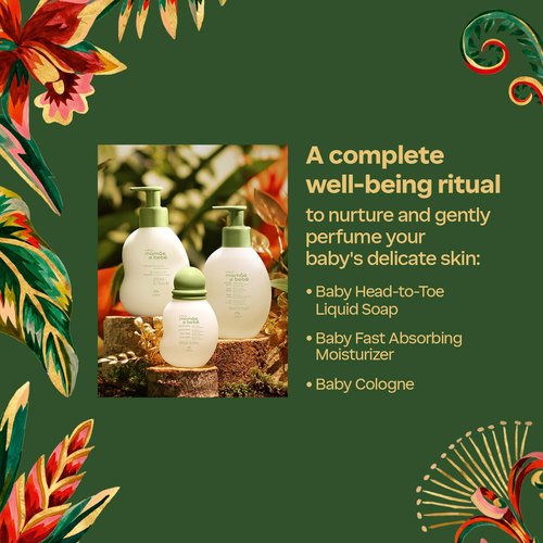 Natura - Mom & Baby Triple Care Set | Brazilian Vegan, Hypoallergenic Moisturizer, Cleanser & Cologne