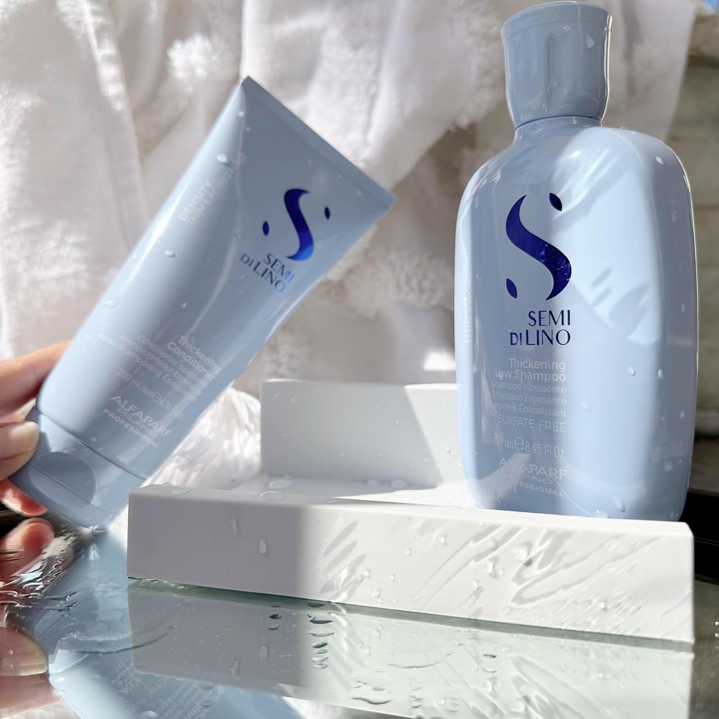 ALFAPARF MILANO Semi Di Lino Density Thickening Conditioner - Peptides & Amino Acids - For Fine Hair - Adds Volume & Softness