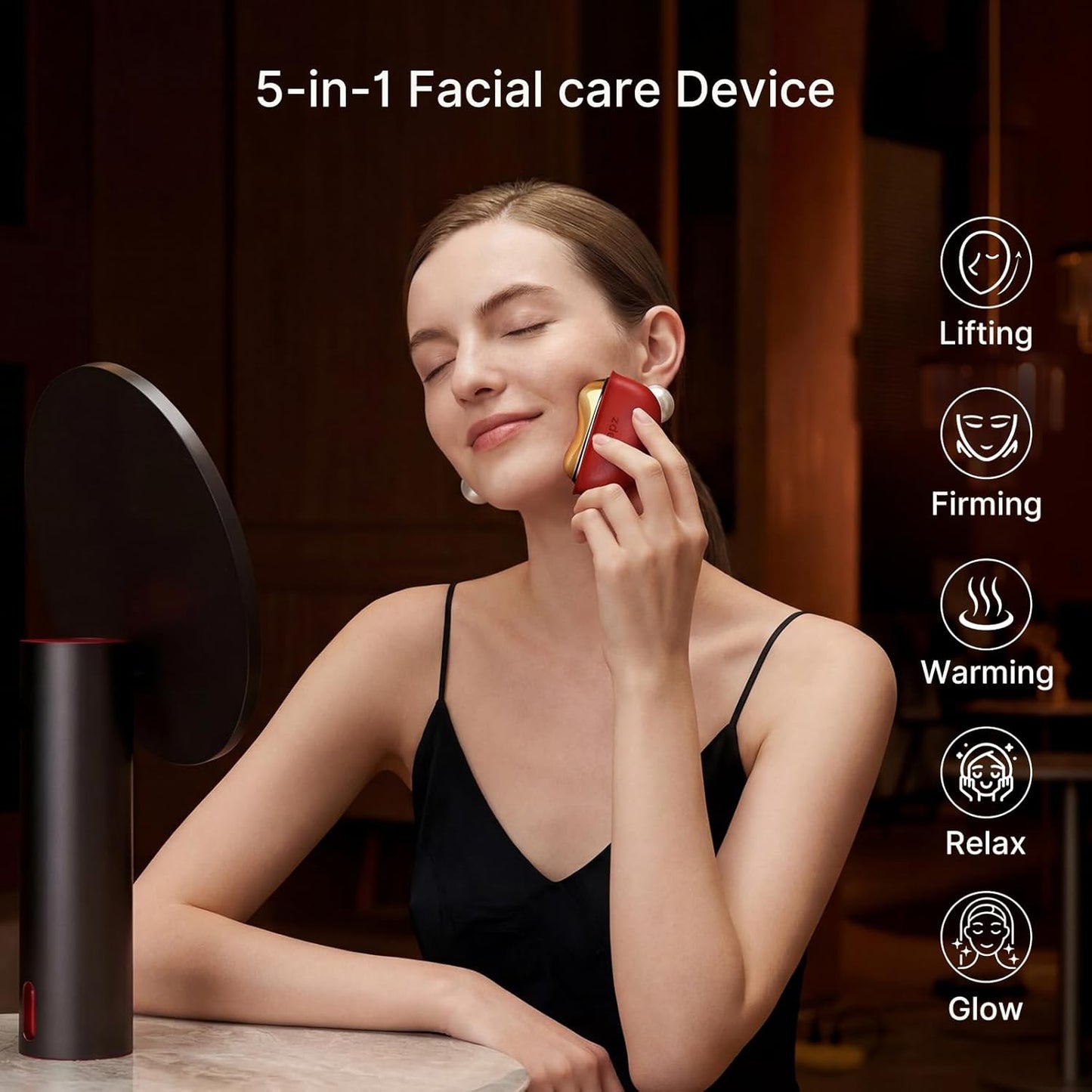 ZDEER Electric Gua Sha Facial Care Set - Heated Brass Face & Neck Massager with Red Light Therapy | Includes 2 × 10ml Massage Oils