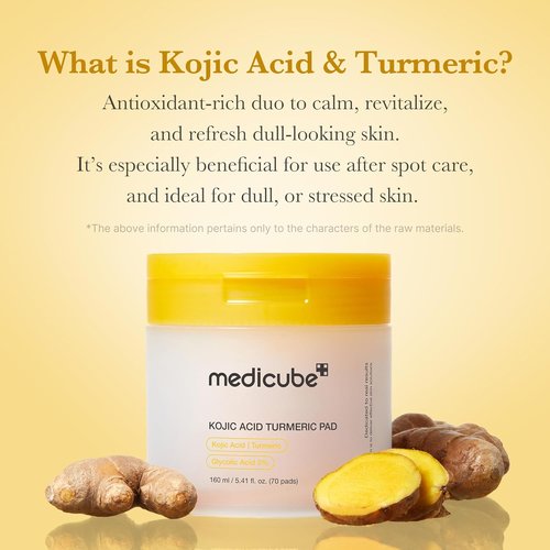 Medicube Kojic Acid Duo - Brightening Gold Jelly Mask & Clarifying Toner Pads | Turmeric Infused