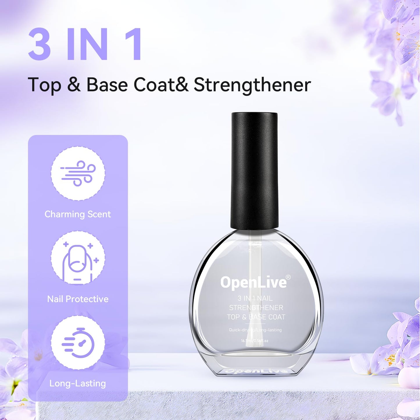 Skiennix Perfume Nail Strengthener - Quick Dry Hardener for Damaged Nails | Long-Lasting Shine, 16.5ml