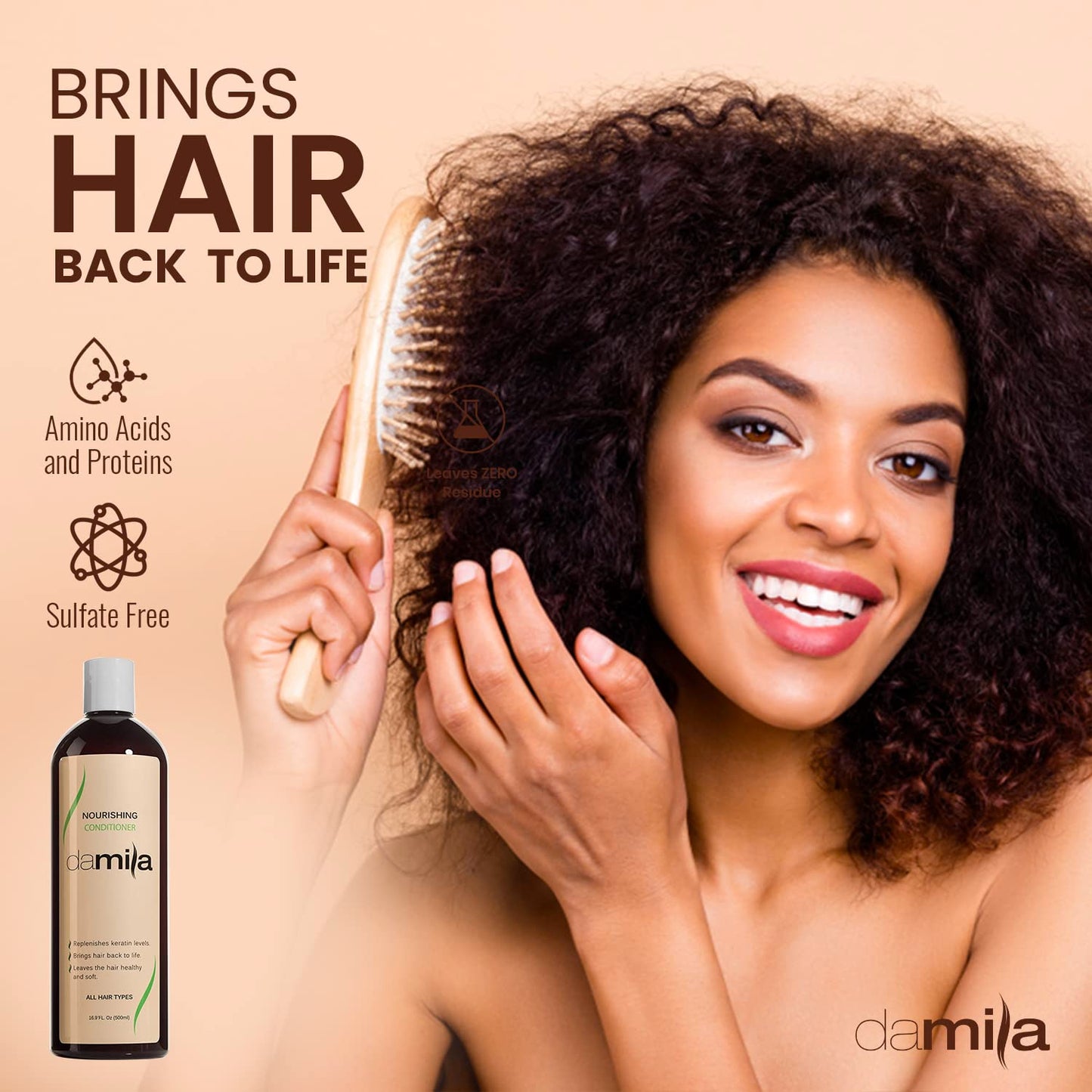 damila Nourishing Conditioner with Keratin & Aloe Vera - Perfect for Damaged, Frizzy, Curly, or Dry Hair (16.9 Fl Oz)