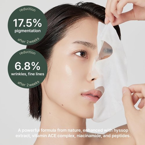 ARENCIA Hyssop Glow Sheet Mask - Hydrating & Repairing | 5 Pack for Youthful Skin with Vitamins A, C, E