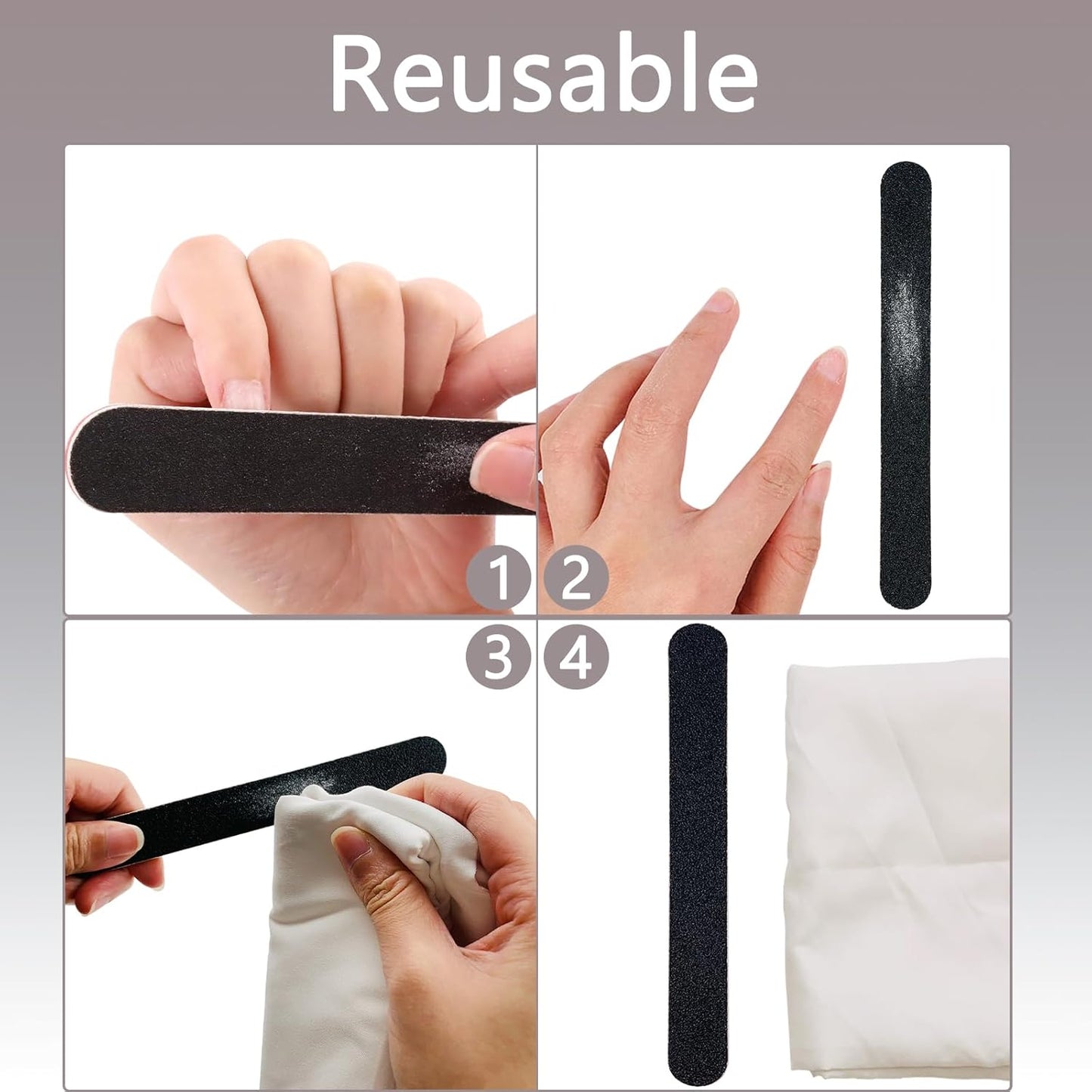 Skiennix 24 Pack Emery Boards - 100/180 Grit Nail Files for Acrylic & Natural Nails, Black
