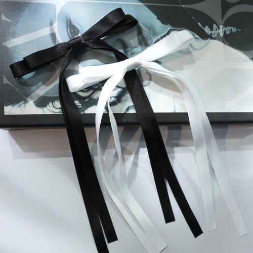 20PCS White Hair Bows for Women, Hair Ribbons for Girls Hair, 12PCS Long Tassel Bowknot Ponytail Holder and 8PCS Short Tail Hair Clips, Solid Silky Hair Barrettes Satin Hair Accessories