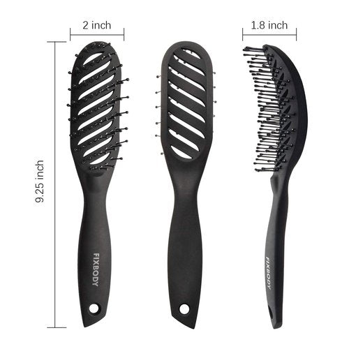 FIXBODY Curved Vent Hair Brush - Detangling Tool for Short, Thick Hair | Ideal for Blow Drying & Styling