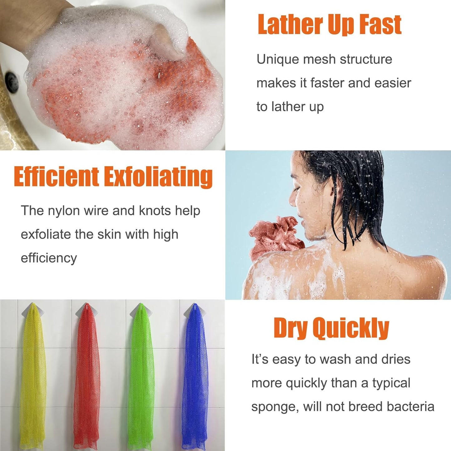 Unifab African Net Sponge - Authentic Exfoliating Bath Cloth | Pink Body Scrubber for Shower