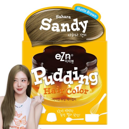 eZn Pudding Hair Dye - Ammonia-Free, No-Drip Formula for Sensitive Scalps | Sahara Sandy, Long-Lasting Gray Coverage