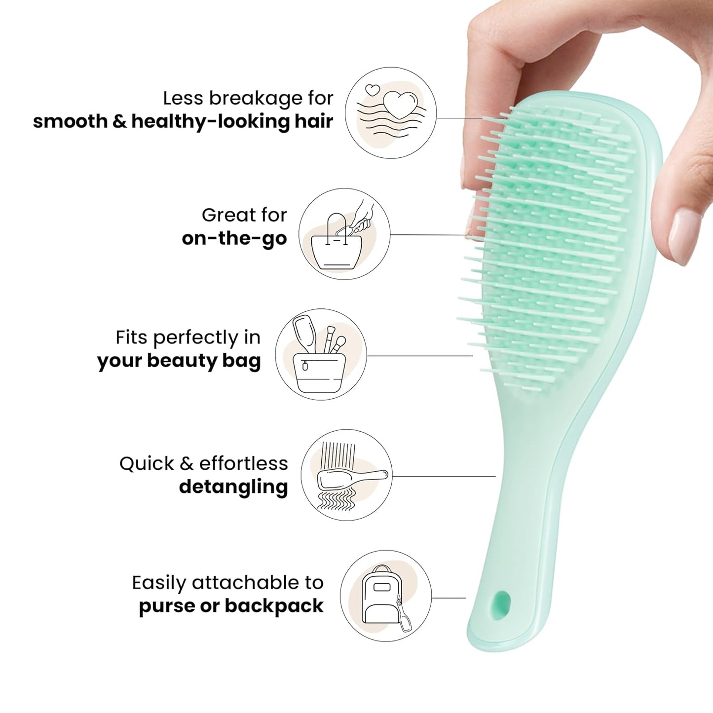 Tangle Teezer Detangler Hairbrush Duo - Reduces Breakage & Eliminates Knots | Large & Travel Size, Blue & Mint