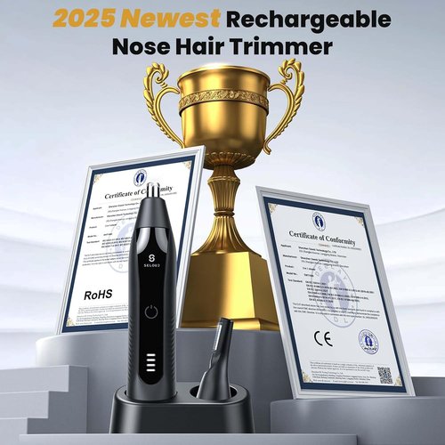 Regine Switzerland Ear and Nose Hair Trimmer - Professional Painless USB Rechargeable, Dual Edge Blades, Waterproof
