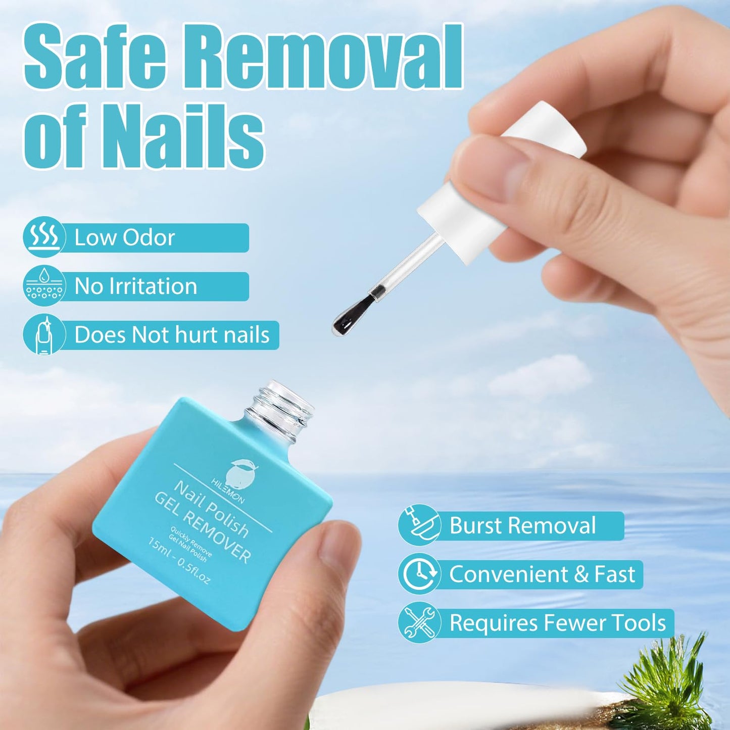 Skiennix Quick Gel Nail Polish Remover - Effortless Removal in 3 Minutes | 15ml, 2-Pack