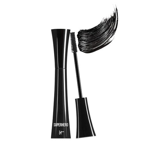 IT Cosmetics Superhero Mascara – Volumizing & Lengthening Black Mascara, Buildable Lash Volume, Collagen, Biotin, Peptides, Lifting & Curling Formula, Super Black Pigment, Suitable for Sensitive Eyes