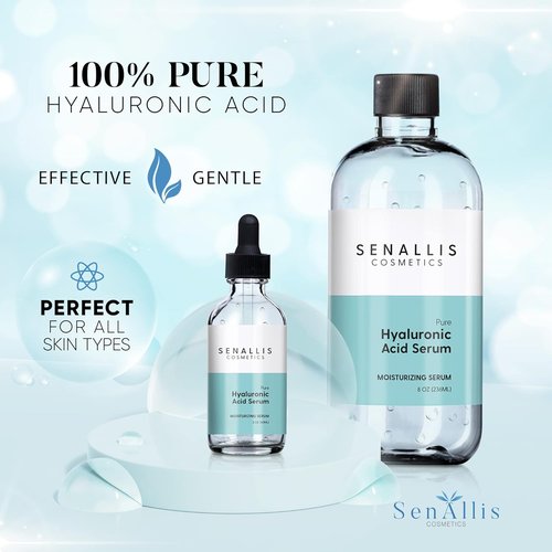 Regine Switzerland Hyaluronic Acid Serum - Ultra-Hydrating Anti-Aging Moisturizer | 8 fl oz & 2 fl oz