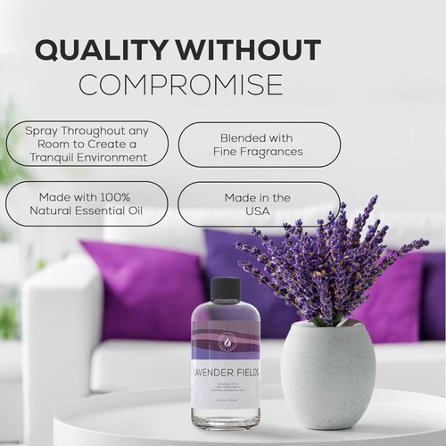 Aroma Country Lavender Fields Diffuser Oil - Luxury Natural Essential Oil for Long-Lasting Home Fragrance (8.5 Fl. oz)