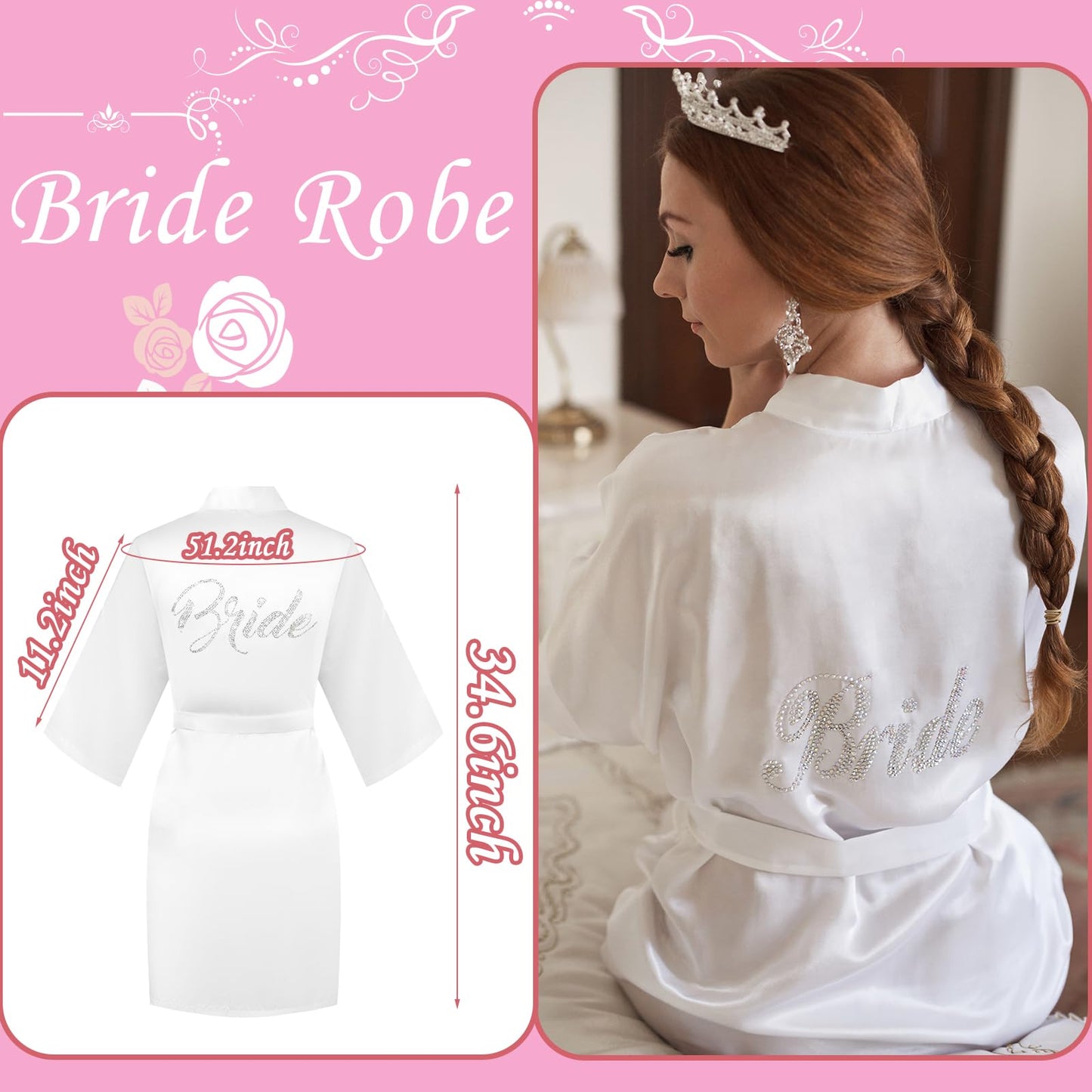Tkifoda Bride to Be Gift Set - I Do Bride Slippers, Robe, Hair Claw, Makeup Bag - Bridal Shower & Wedding Gift