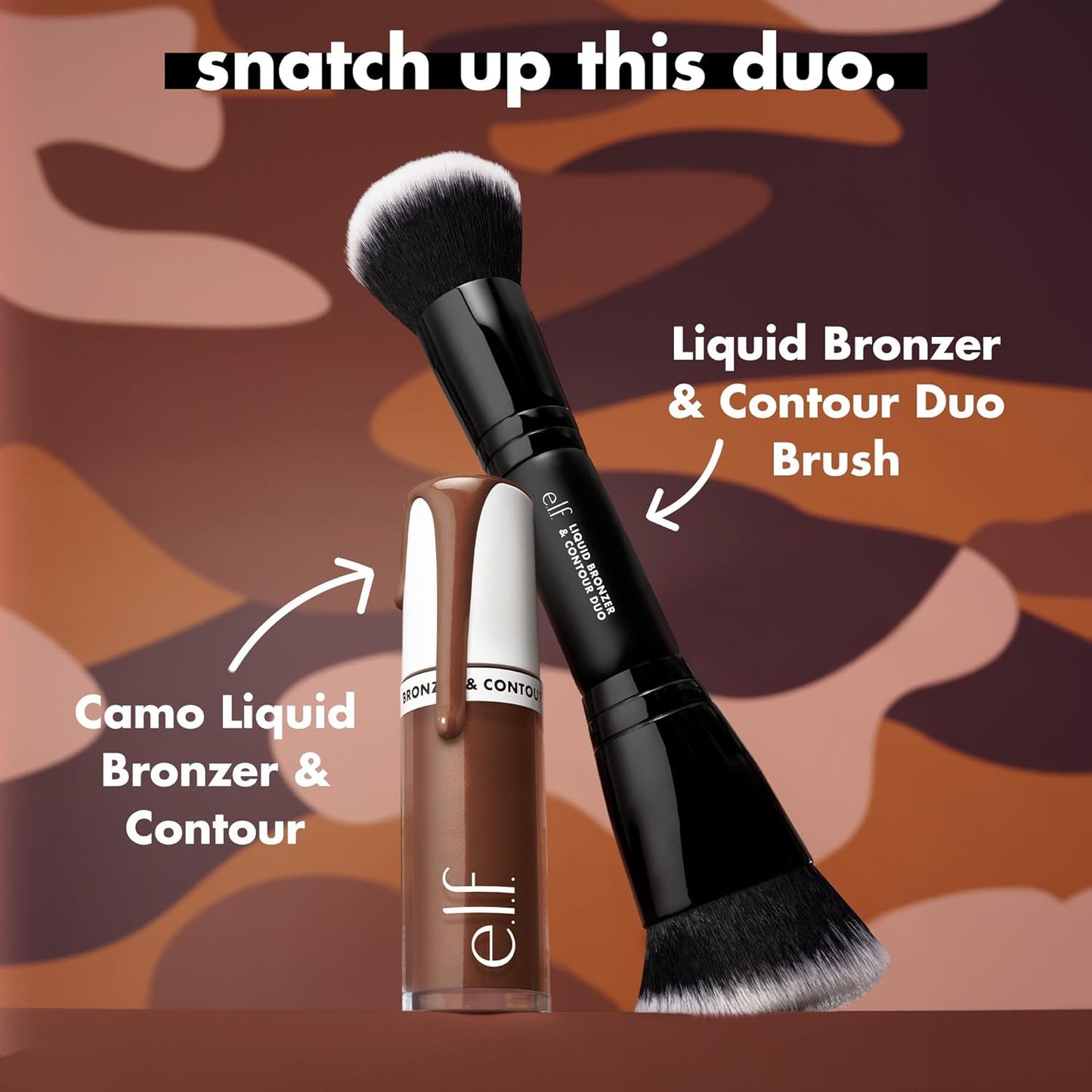 e.l.f. Liquid Bronzer & Contour Duo - Silky Pigmented Formula with Dual-Ended Brush | 100% Vegan & Cruelty-Free