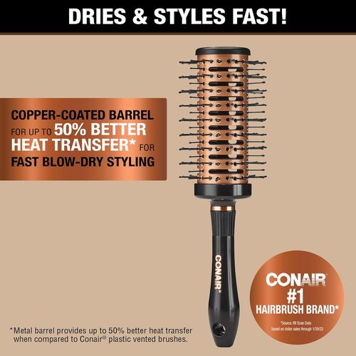 Conair Vented Round Brush | Copper Collection for Quick Blow Drying & Styling