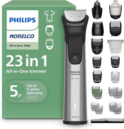 Philips Norelco All-in-One Series 7000 Trimmer - 23-Piece Electric Shaver & Clipper with Titanium Blades, 26 Length Settings (0.5-16 mm)