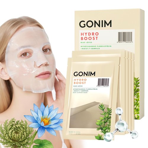 GONIM Face Mask - Korean Skin Care with Hyaluronic Acid & Vitamin C | Hydrating Moisturizing Sheet Mask, 30ml x 5pcs