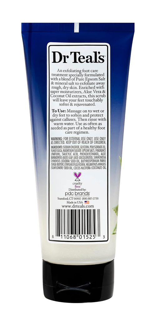 Dr. Teal's Foot Scrub - Gentle Exfoliant With Epsom Salt | 6 Ounce Size for Soft Feet