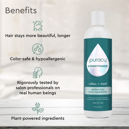 Puracy Conditioner - Natural Formula for Fine, Medium & Color-Treated Hair | 12 Ounce