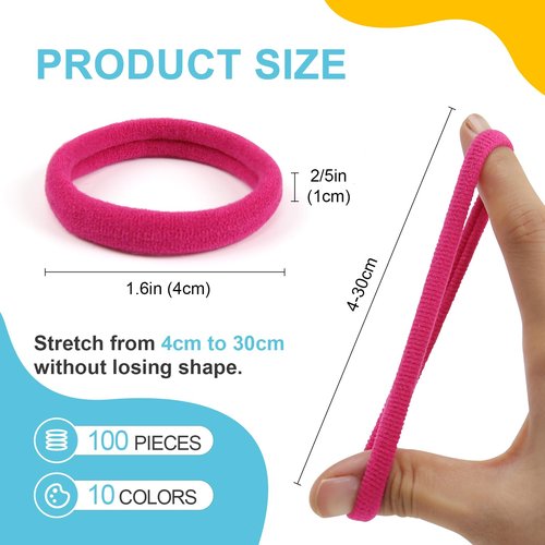 HOYOLS Seamless Hair Band Small Hair Ties Ponytail Holder No Crease Damage 4cm (10 Multi Color Set)