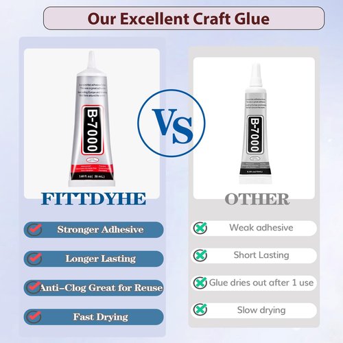 B7000 Jewelry Glue for Making, FITTDYHE 1PCS 50ML/1.69 fl oz Clear Adhesive for Rhinestone, Fabric, Multipurpose Super B-7000 for Phone Repair, Nail Art, Wood, Glass, Charms