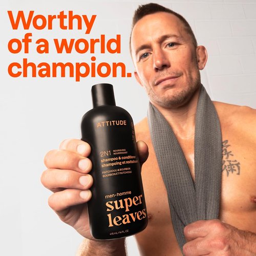 ATTITUDE Men's 2-in-1 Shampoo & Conditioner - Nourishing Formula for Dry Hair & Scalp | 14 Fl Oz