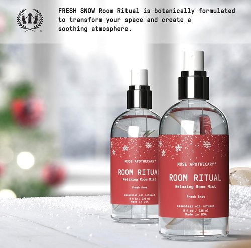 Muse Apothecary Room Ritual - Aromatic Room Spray with Natural Essential Oils | 8 oz, Fresh Snow, 2 Pack