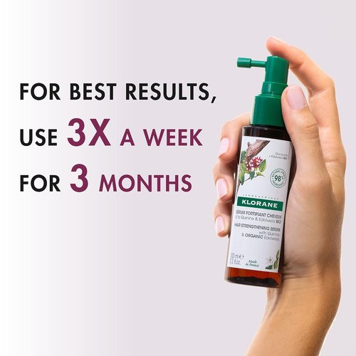 Klorane Intense Strengthening Serum with Quinine - Natural Hair Thinning Solution - 3.3 fl. oz. Non-Greasy Formula for Thicker, Stronger Hair
